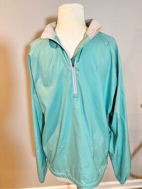 Peter Millar Aqua Hooded Windbreaker